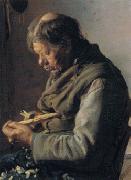 Fisherman Lars Gaihede carving a stick Anna Ancher